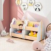 Kids White Gray Wooden Bookshelf With Universal Wheels For ChildrenColor: