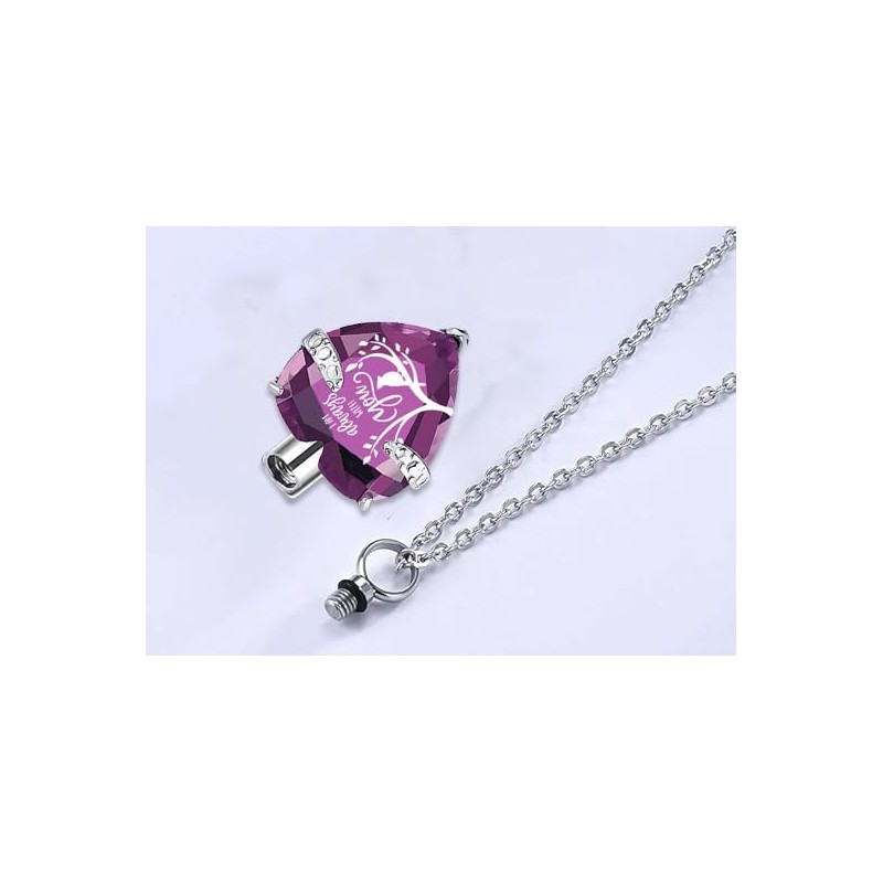 Q&D&S Crystal Urn Necklace for Ashes, Heart Birthstone Memorial Cremation
