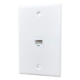 BOPLAT 1 Port Cat5e Ethernet Wall Plate - Single Gang Cat 5 Keystone Jack Female to Female Cover Plate Compatible with CAT7, CAT6, CAT5 Cable in White