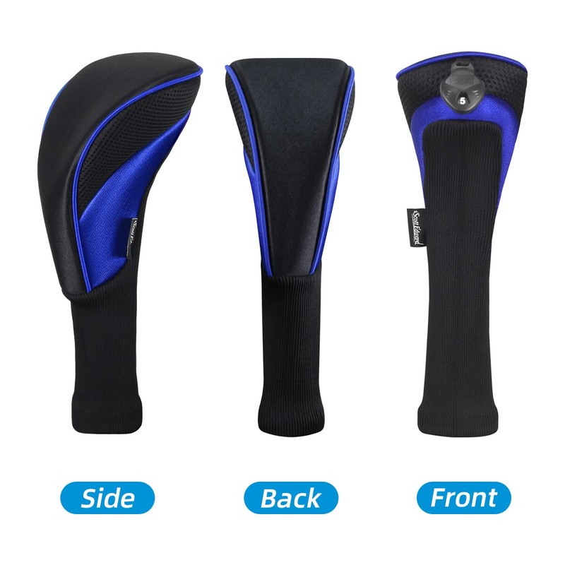 Scott Edward Pack of 3 Golf Hybrid Headcovers with Interchangeable
