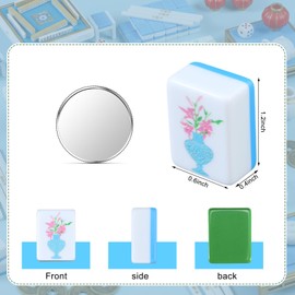 Simgoing American Mahjong Sets 160 Mahjong Tiles Melamine Engraved Mah Jong Ideal for Home & Party Games (Stylish,Blue)