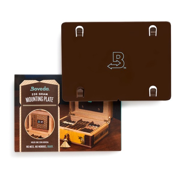 Boveda Metal Mounting Plate for Humidor - for Use with One Size 320 Boveda (Sold Separately) - Space Saving - Includes Magnetic and Removable Tape Mounting Kits – 1 Count