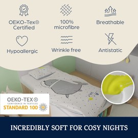 sleepwise children's bed linen 100x135 | OEKO-Tex certified 2-part. Baby bedding set for children with pillowcase 40x60 cm | extra soft microfiber baby kids bedding with zipper | Space Sea