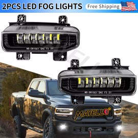 mayello For 2019 2020-2023 RAM 1500 2500 3500 LED Bumper Fog Lights Driving Lamps LH+RH