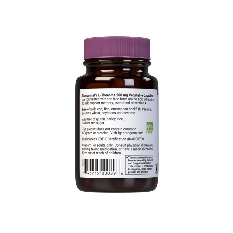 Bluebonnet Nutrition L-Theanine 200 mg, 30 Count