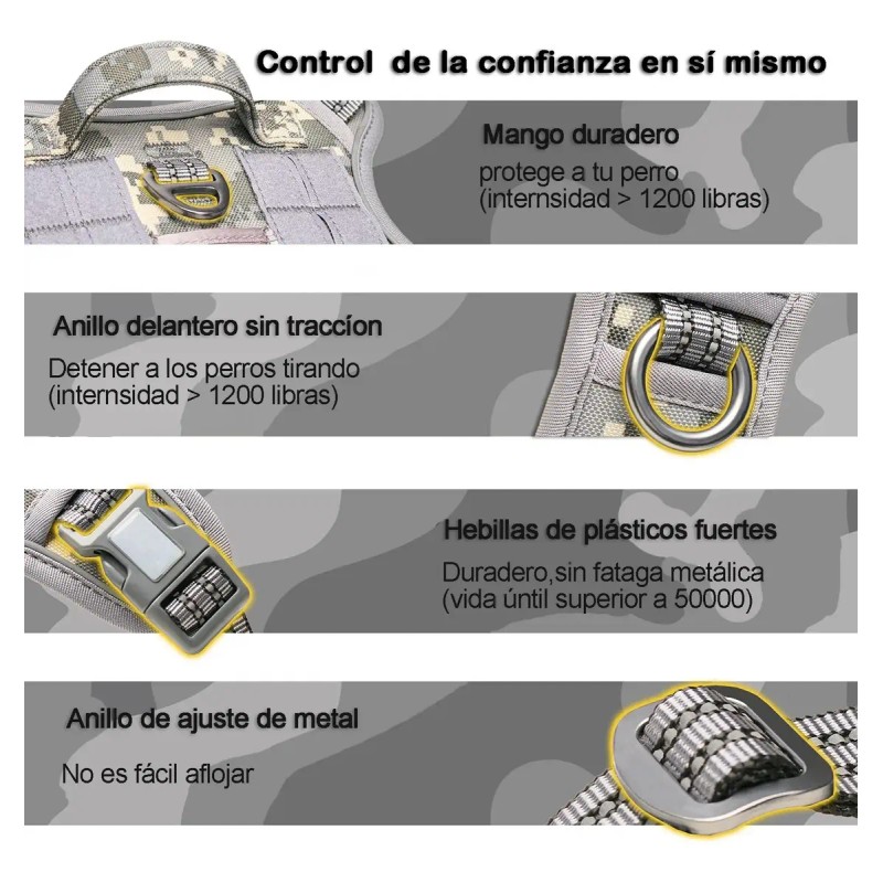 Chaleco Táctico Para Perro Grande Pechera K9 Ajustable