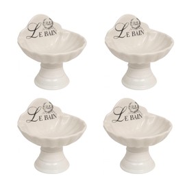 Set of 4 White ceramic decorated"le Bain Paris"Empty pocket soap holder W11,2xDP9,5xH10,8 cm sized