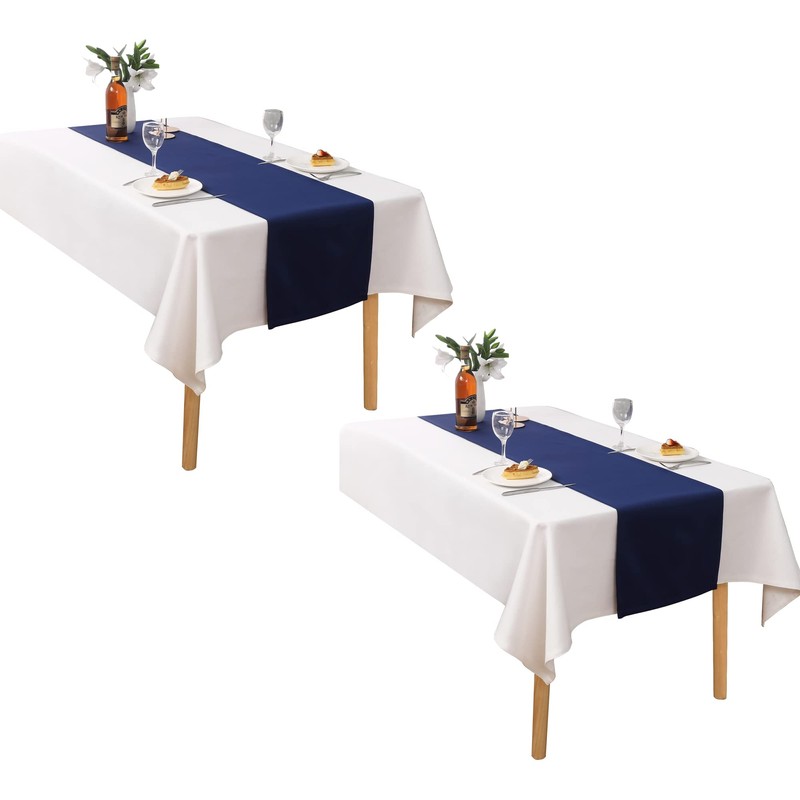 DUALIFE 2PCS Navy Table Runner Handcrafted Table Cloth Table Runners