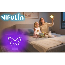 VIFULIN Purple Butterfly Neon Sign - LED Neon Light for Girls Bedroom Decor, Butterfly Lamp Gifts for Teen, USB/Battery Operated Aesthetic Night Light with Base for Birthday Christmas Desk Table