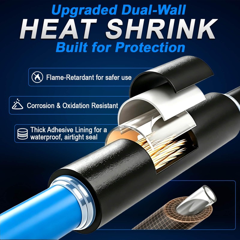 ROADPLUM 4:1 Adhesive Lined Heat Shrink Tubing Kit, 650 PCS