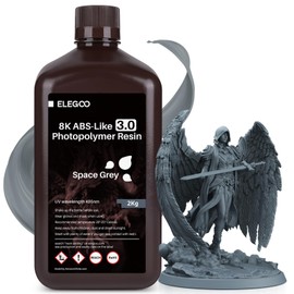 ELEGOO 8K ABS-Like Resin 3.0, Photopolymer Resin UV Curing 405nm, Upgraded ABS 3D Printing Resin, Higher Precision, Lower Shrinkage 3D Resin for LCD/MSLA/DLP 3D Printer, Space Grey 2000G