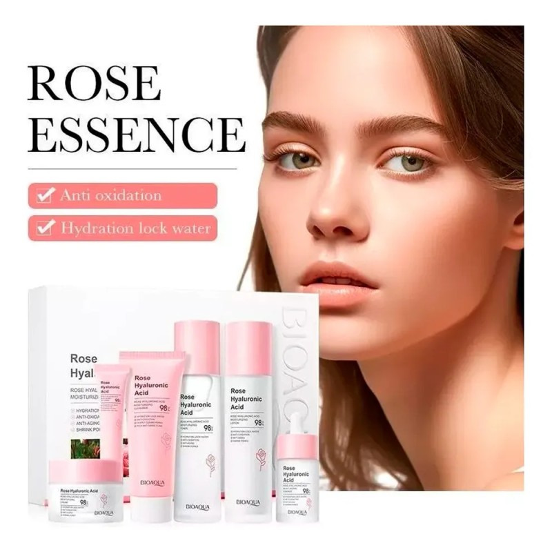 Kit Skincare Bioaqua Agua De Rosas Con Ácido Hialurónico