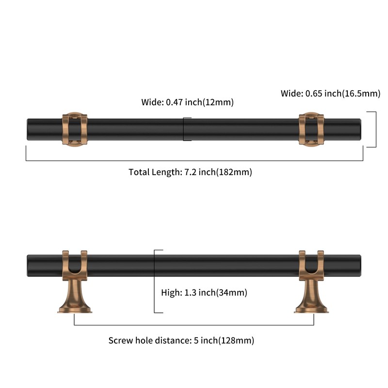 Asidrama 10 Pack 5 Inch(128mm) Champagne Bronze and Matte Black