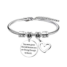 UEIOAVL Bracelets for Women, 1 Piece Friendship Bracelet for Women Inspirational Bracelet for Women Bracelet for Women and Girls Gift for Graduation Birthday Christmas (Silver)