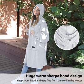 Catalonia Classy Fleece Hooded Top for Men and Women - Soft and Warm Wearable Long Jumper With Adjustable Drawstring and Front Pocket, Grey