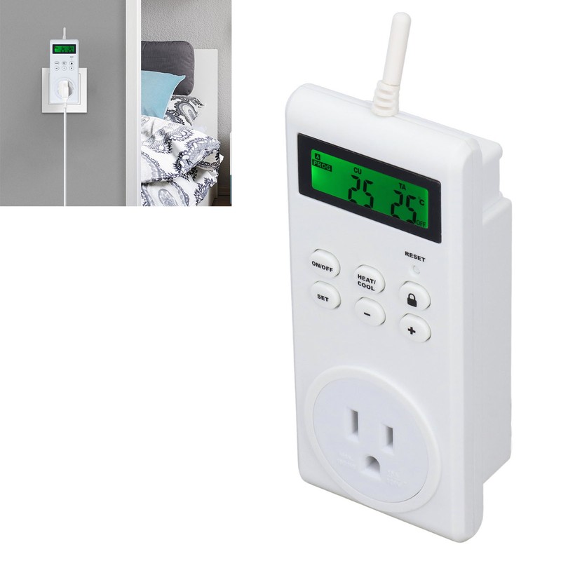 Thermostat Outlet Wireless Programmable Automatic Temperature Controller Socket Switch US
