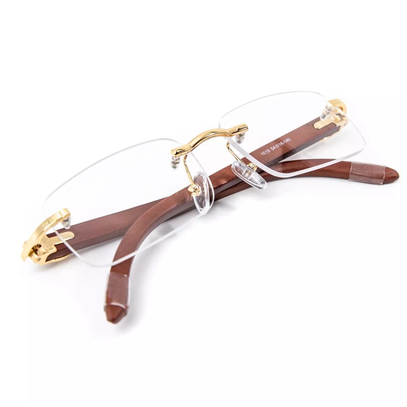 Street Knitted Vintage Men's Rectangular Woodgrain Hip Hop Buffs Rimless