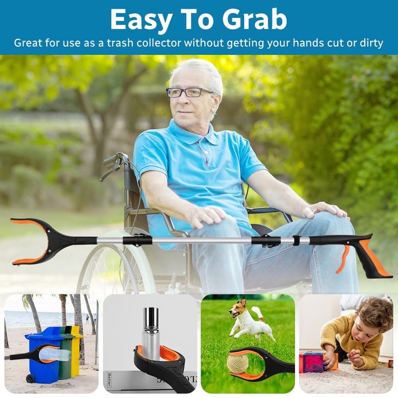 Adiwo Foldable Litter Picker Grabber, 91cm/36" Long Handle Litter Pickers