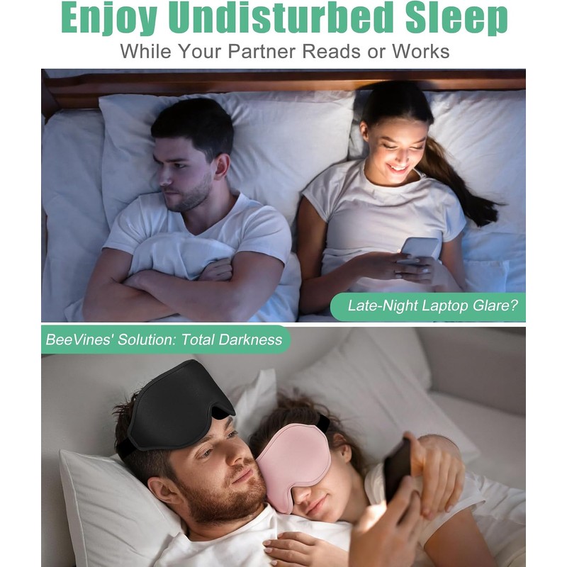 Máscara de dormir 3D BeeVines, máscaras opacas para dormir (paquete