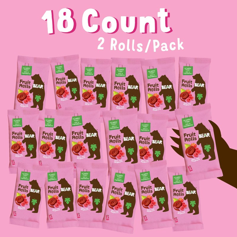 BEAR Real Fruit Snack Rolls - Gluten Free, Vegan, and