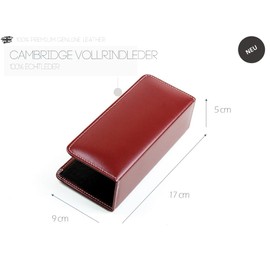 DELMON VARONE - Letter Stand Made of Cambridge Top Grain Leather, Red, Document Holder for Storing Letters, Documents and Brochures, Organiser for Desk and Office with Metal Insert