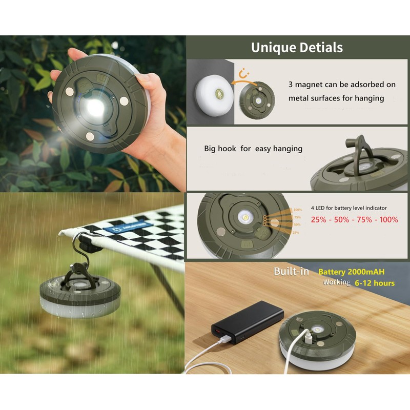 Camping String Lights,Camping Essentials Gear 32.8FT Lamp Lights Waterproof, 4