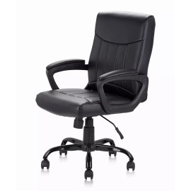 CLATINA Mid Back Leather Office Executive Chair Lumbar Support Padded Armrestes Swivel