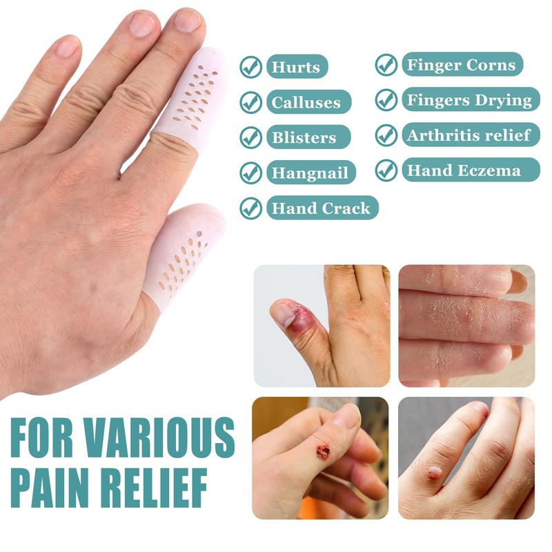 Mxxipp 10pcs Gel Finger Sleeves, Breathable Silicone Finger Support Protectors,