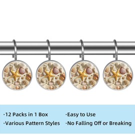 Artinhand Coastal Seashells Starfish Shower Curtain Hooks Set of 12