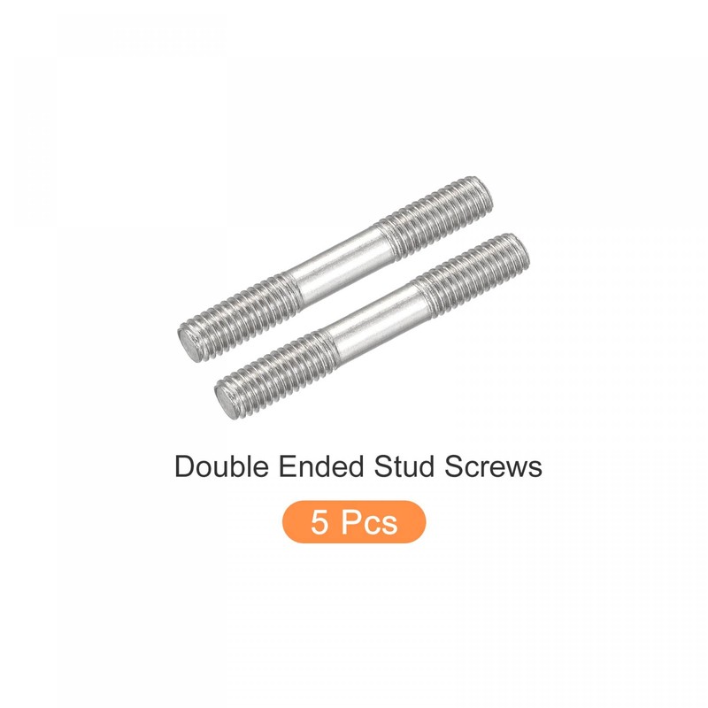 sourcing map Double Ended Stud Screws (M5 Thread 40mm Length)