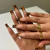 BABALAL Square Press on Nails Long Fake Nails Brown French