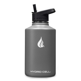 HYDRO CELL Stainless Steel Insulated Water Bottle with Straw - For Cold & Hot Drinks - Metal Vacuum Flask with Screw Cap and Modern Leakproof Sport Thermos for Adults (Graphite 64oz)