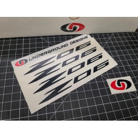 Z06 Decals (4pk) Corvette Racing 6" Accent Stickers C5Z C6Z C7Z C8Z LSX LTX (Gloss Blackout)