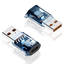 Maxhood USB C to USB A Adapter 10Gbps, USB C Female to USB Male Adapter 120W, USB 3.2 Type C to Type A Charger Converter OTG Fast Charging with Double-side LED for Phone, Earphone, 2Pack Blue