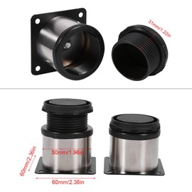 4Pcs Furniture Cabinet Metal Legs Adjustable Stainless Steel Kitchen Feet Adjustable Stainless Steel Feet Round Stand (60 x 60mm)
