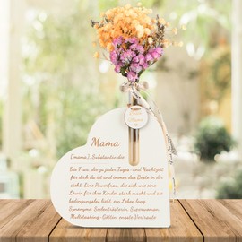 WenmthG Mum Gift Hand Carved Wooden Heart with Beautiful Eternal Flowers - as Birthday, Mother's Day, Christmas, Retirement, Gifts for Mum