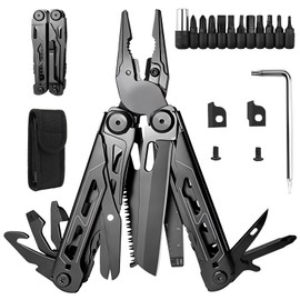 Alicates Multiherramientas, Herramienta Multiusos con Navaja de Bolsillo Alicate de Punta y Pelacables, Multiherramienta Plegable con Tijeras Destornillador Ideal para Camping Supervivencia Reparación