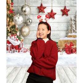 CHAIYA 5X7FT Christmas Backdrop White Wood Floor Photography Backdrop Winter Snow Xmas Tree Gift Family Party Background New Year Party Decoration Backdrop