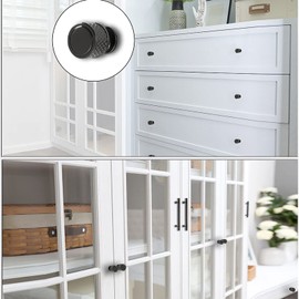 YNDD Pack of 6 Round Furniture Knobs, Black, Metal Cabinet Knobs, Modern Single Hole Drawer Knobs, Zinc Alloy Kitchen Knobs, Dresser Handles for Drawers, Kitchen Cabinets, Bedroom, Wardrobe