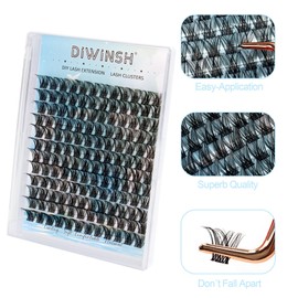 Individual Eyelash Clusters, 144 Pieces, 14 mm, DIY Cluster Eyelashes, D Curl, Individual Eyelash Extensions, Volume Eyelash Clusters at Home (DIY 14 mm)