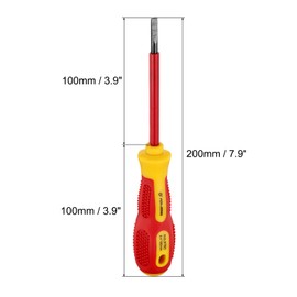sourcing map 2pcs 1000v Insulated Electrician Screwdriver 5x100mm CR-V Magnetic Slotted Flat Head Insulation Screwdrivers