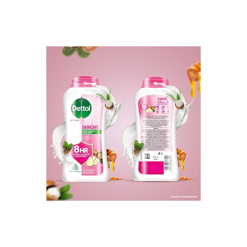 Dettol Skincare Body Wash, 250ml, Honey & Shea Butter Fragrance,