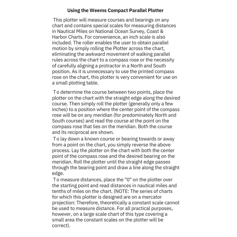 Weems & Plath Plotter parallelo compatto di navigazione marina