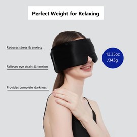 Weighted Facemask Silk ALASKA BEAR Eye Mask for Sleeping, Wraparound Style Compression, Wide Headband and Large Coverage Ears for Sound-muffling, Microwavable Beads Filled