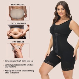 welooc Faja Reductora De Abdomen Y Cintura Shapewear for Women Tummy Control Body Shaper Slimmer Bodysuit Liposuction Compression Garment