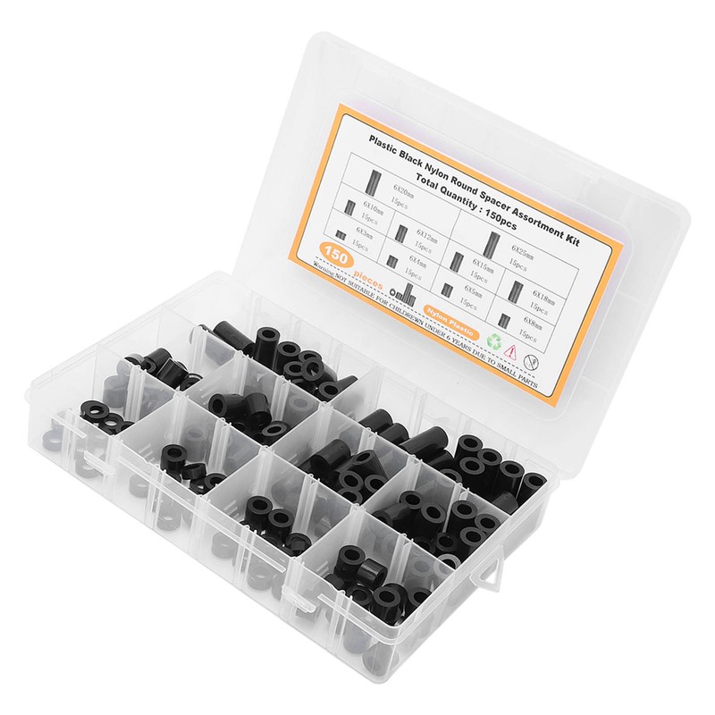 150Pcs Nylon Spacers Assortment Round Plastic for Screws Hardware Standoff