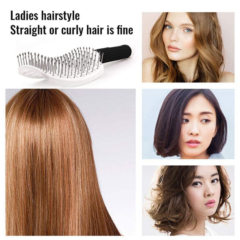 Pack of 2 Ventilated Detangling Hair Brush, Curved Antistatic Hair