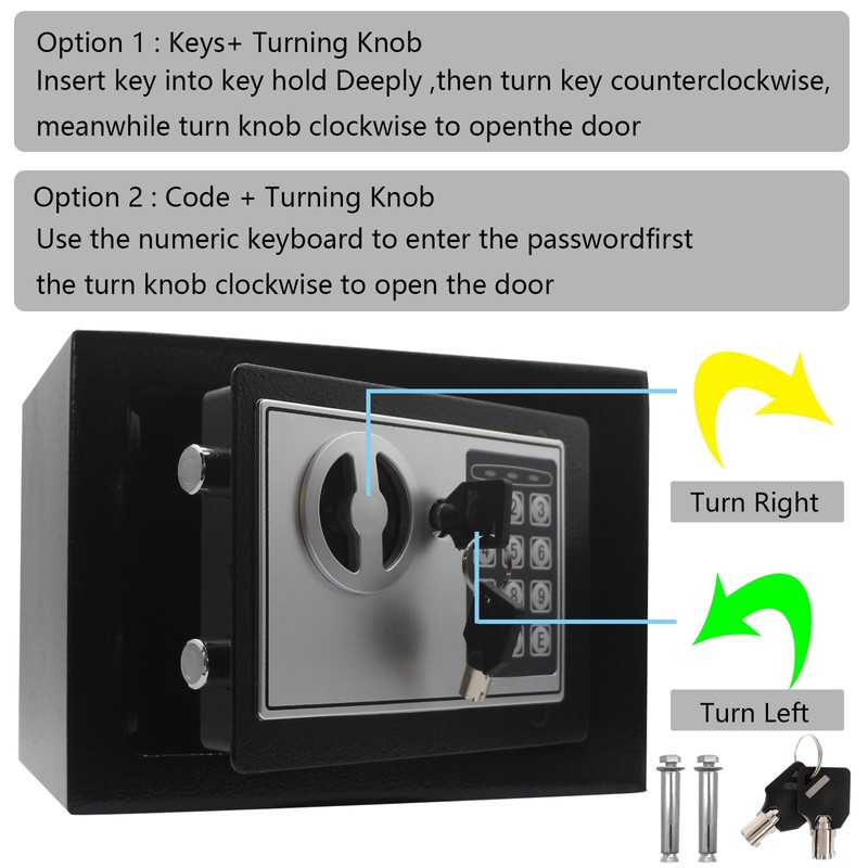 Heroecol Key and Electronic Security Safe Box Digital Deposit Box