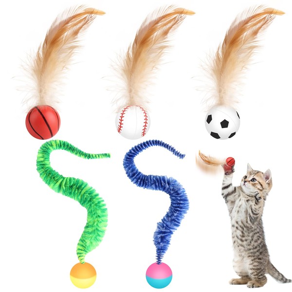 Pack of 5 Interactive Shuttlecock Toys for Cats, Cat Ball