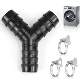 CONJURAIDE 2-Way Y Distributor, Y Distributor Inlet Hose, Water Connection, Distributor Drain Washing Machine, Double Connection Hose Distributor with 3 Hose Clamps for Dishwasher, Dryer